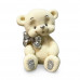 Шоколадна фігурка Ведмедик Тедді Білий зі срібним бантиком