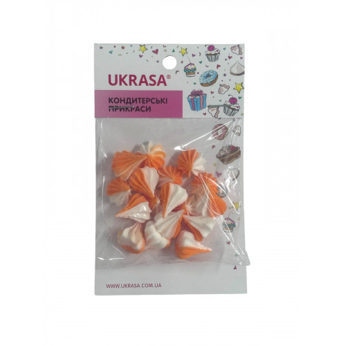 Цукрові фігурки Безе-міні Помаранчево-білі d15мм 17 шт Украса