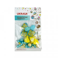 Набір цукрових прикрас Писанки, безе та посипка в блакитних відтінках Украса