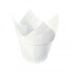 Паперові форми для кексів Тюльпан з бортиком d=50 мм, h=85 мм, білі, 25шт