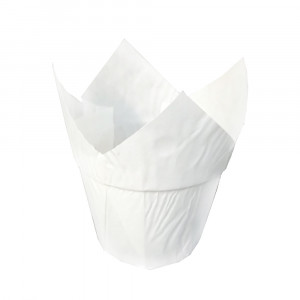 Бумажные формы для кексов Тюльпан с бортиком d=50 см, h=85 см, белые, 25шт
