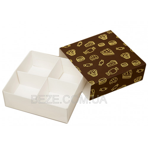 Коробка для десертів 16*16*5,5 см, коричнева